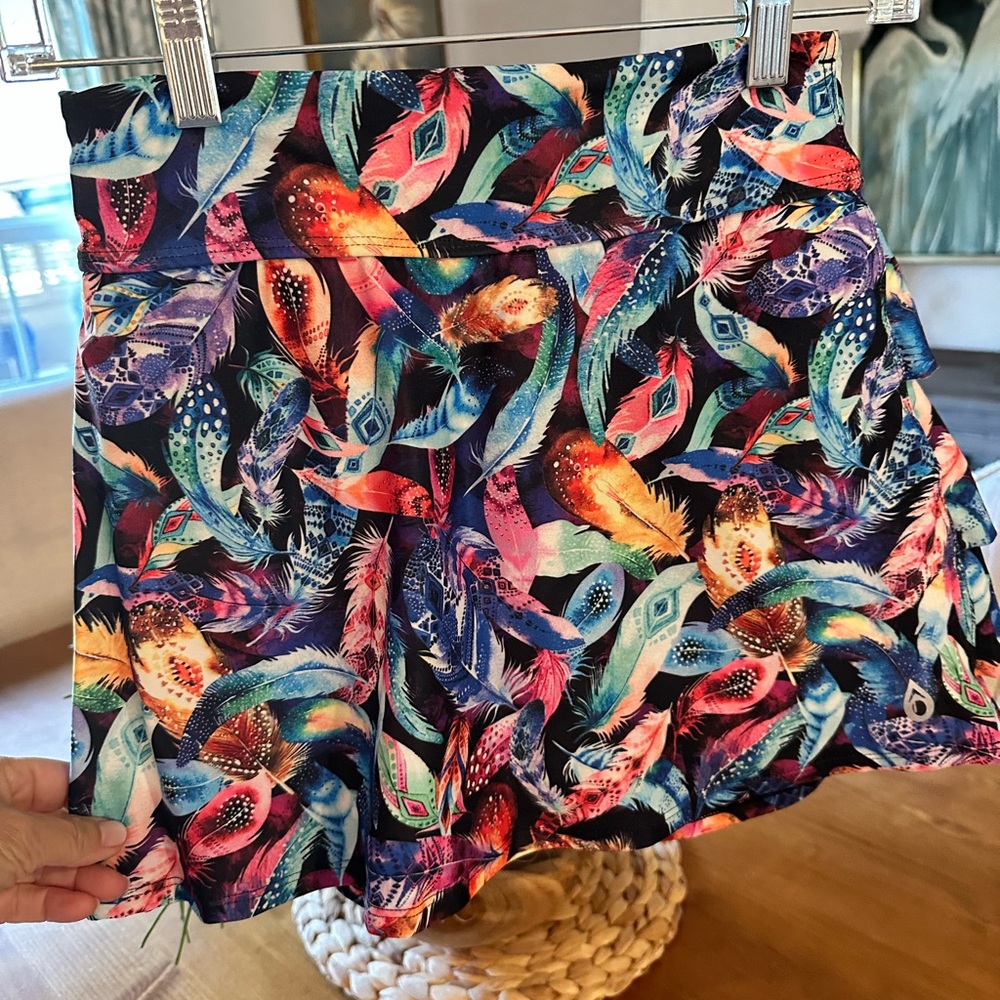 Colorful Feather Print Women's Skirt
